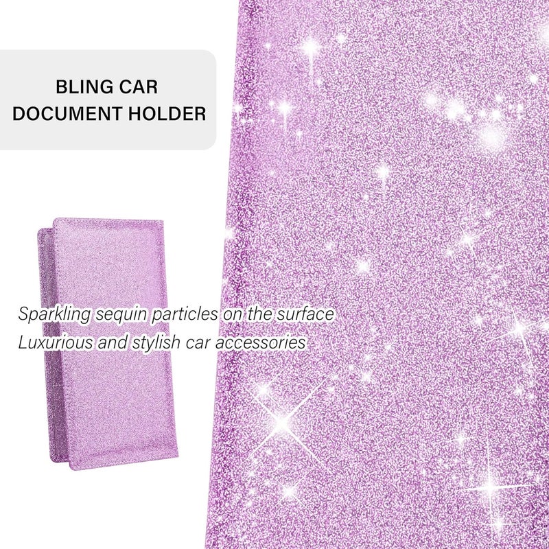 Stacool Bling Car Registration and Insurance Holder with Magnetic Clasp,PU Leather Car Organizers for ID,Bank Cards,Universal Glove Box Organizer (Purple) - Image 4